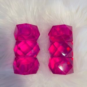 Brand new fuschia pink crystal candle holders